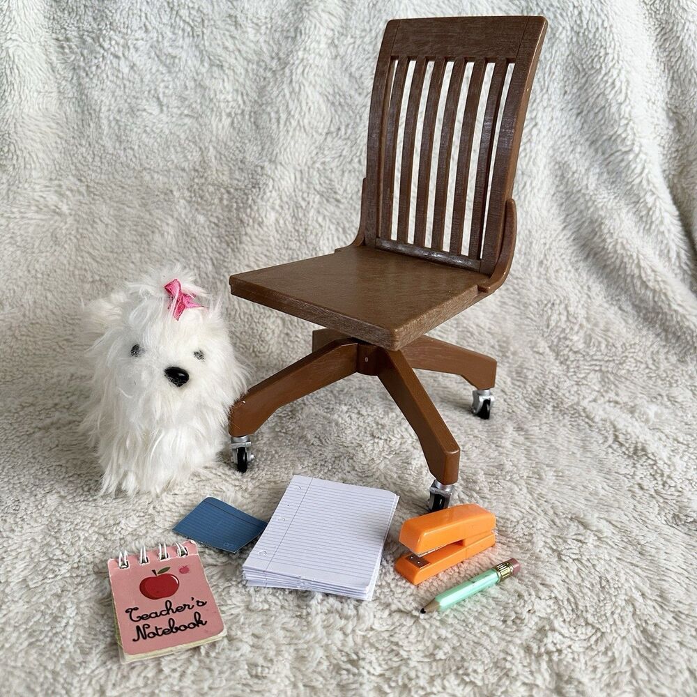 Our Generation Brown Teach Swivel School Desk Chair And Accessories For 18” Doll